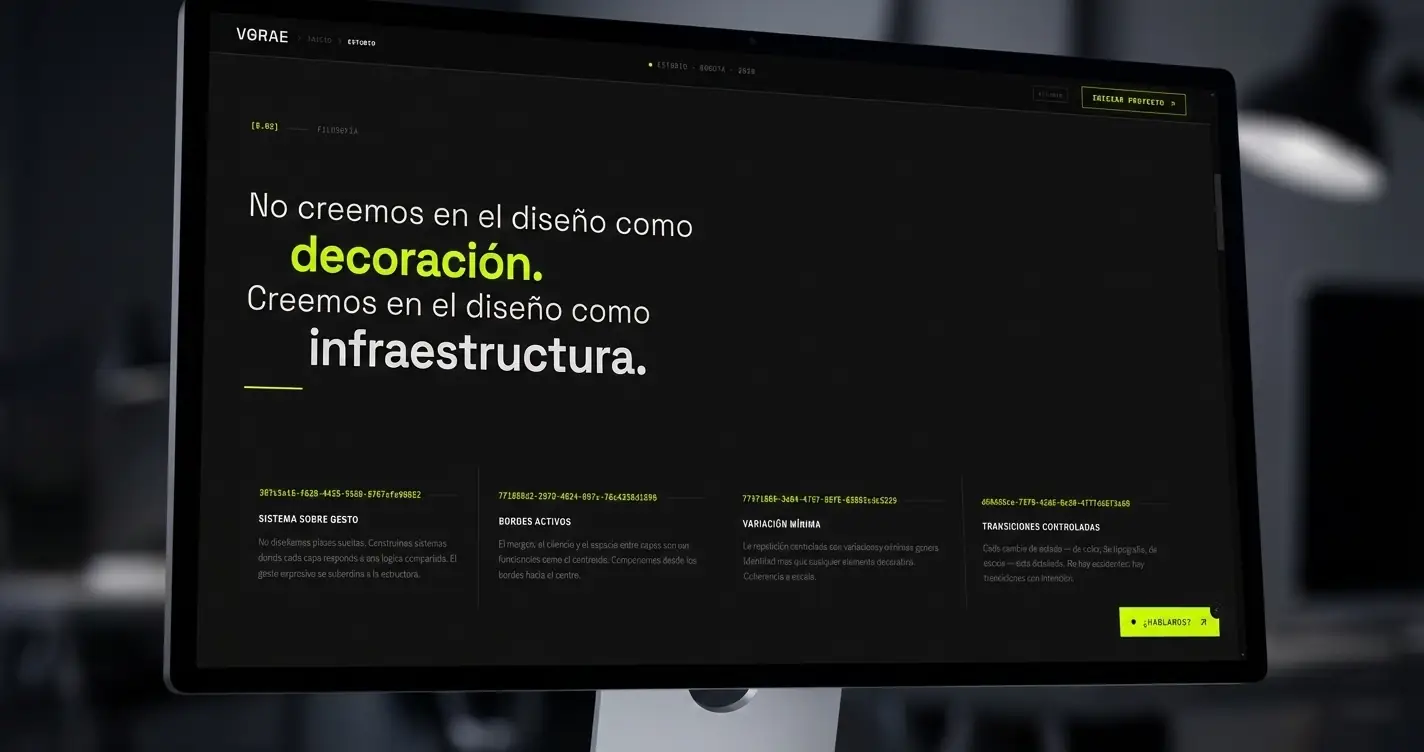 Vista de escritorio del sitio con sección de servicios