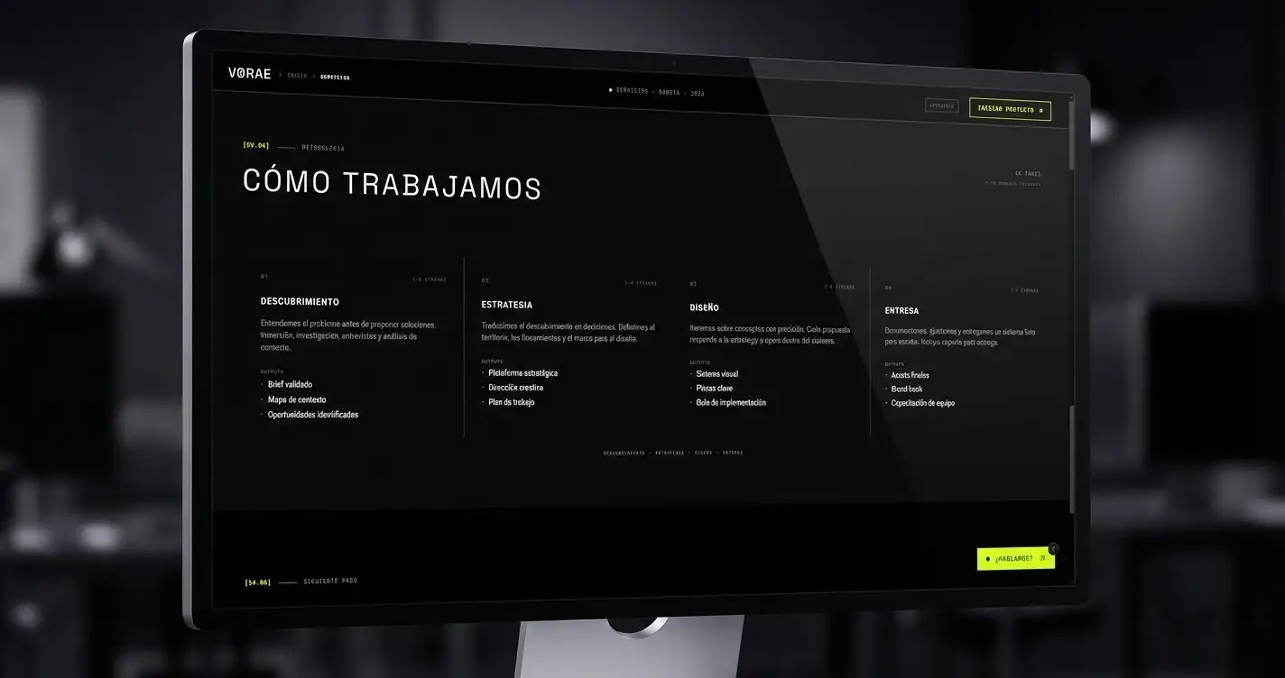 Sección de portafolio en vista de escritorio